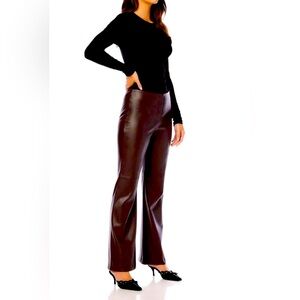 Fifteen Twenty Brown Vegan Leather Flare Pants